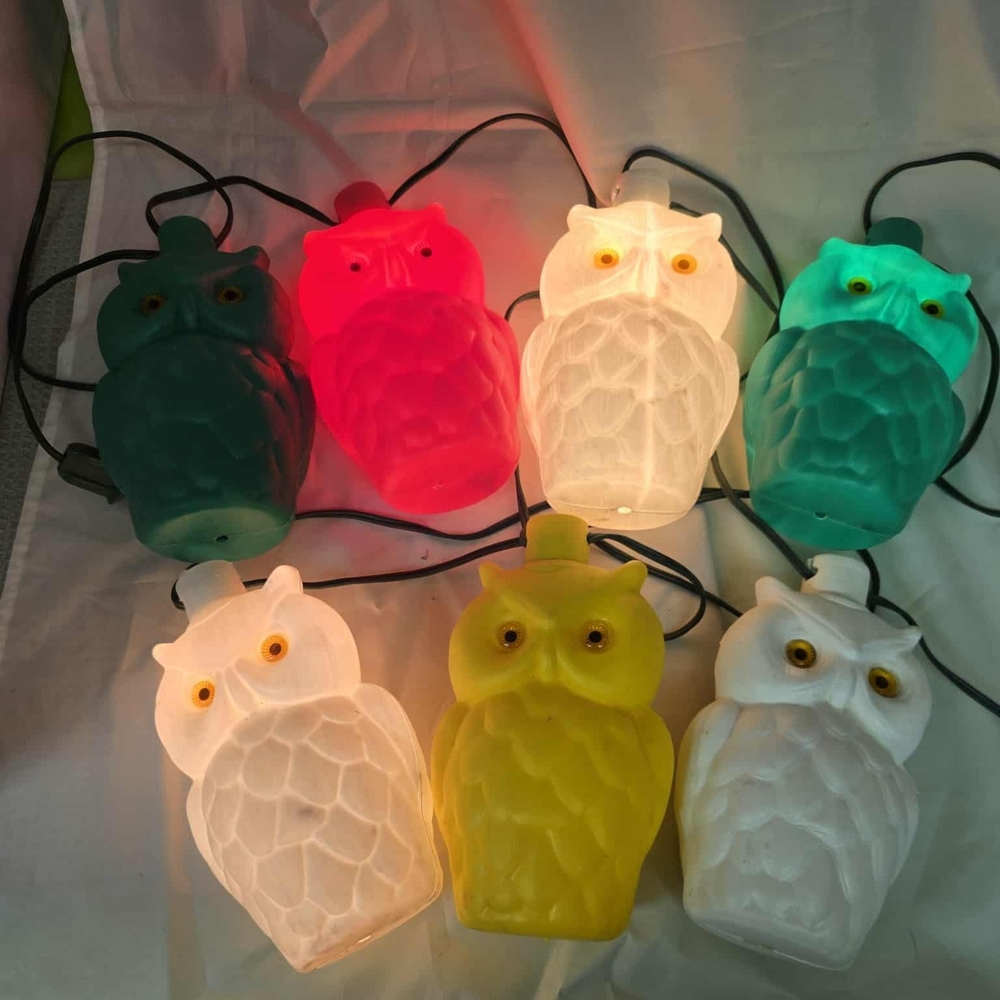 Vintage Blow Mold Colorful Owl String Lights - Picture 2 of 2